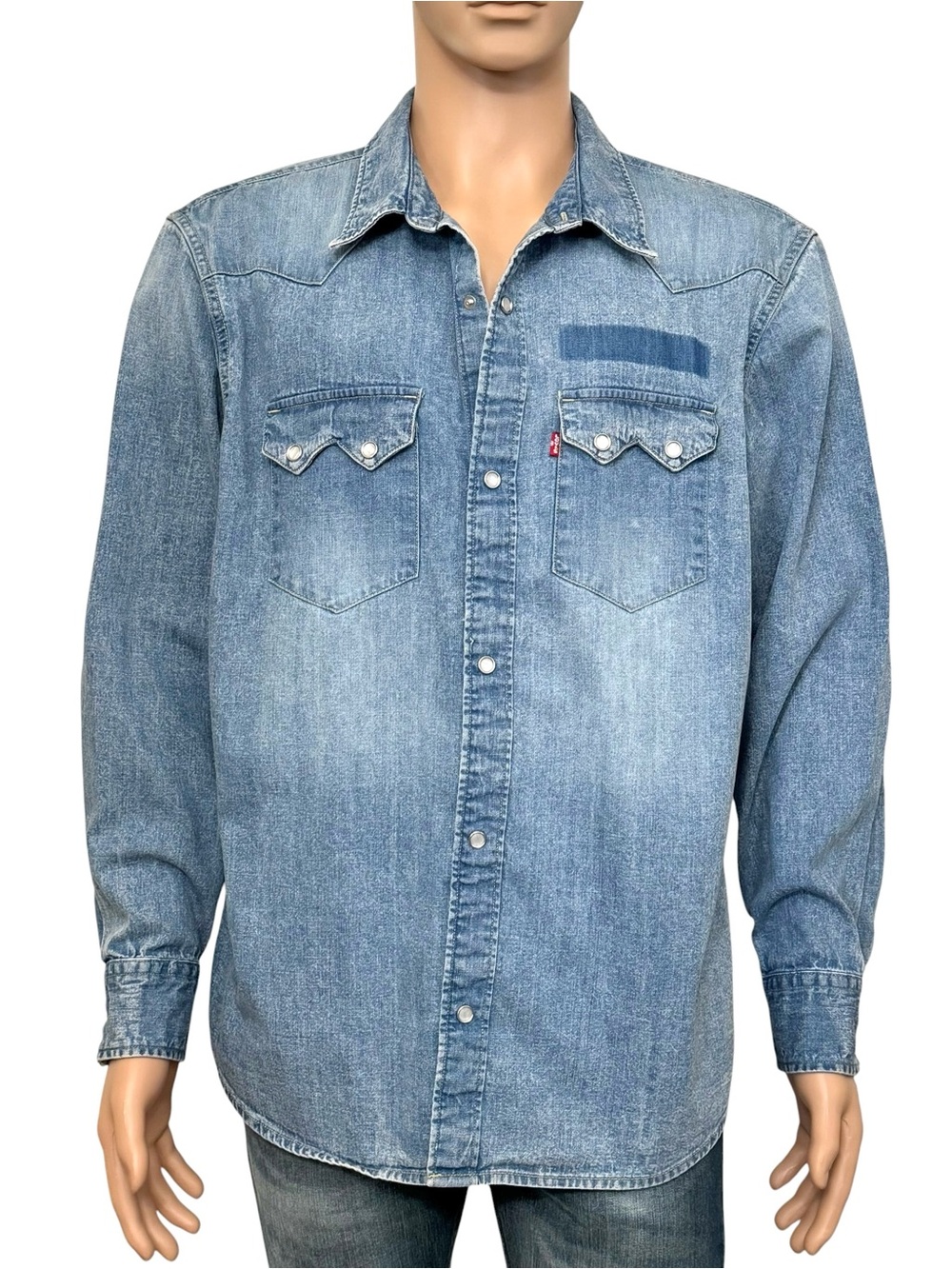 Levi's Light Blue Denim Button-Down Western Shirt - Men's